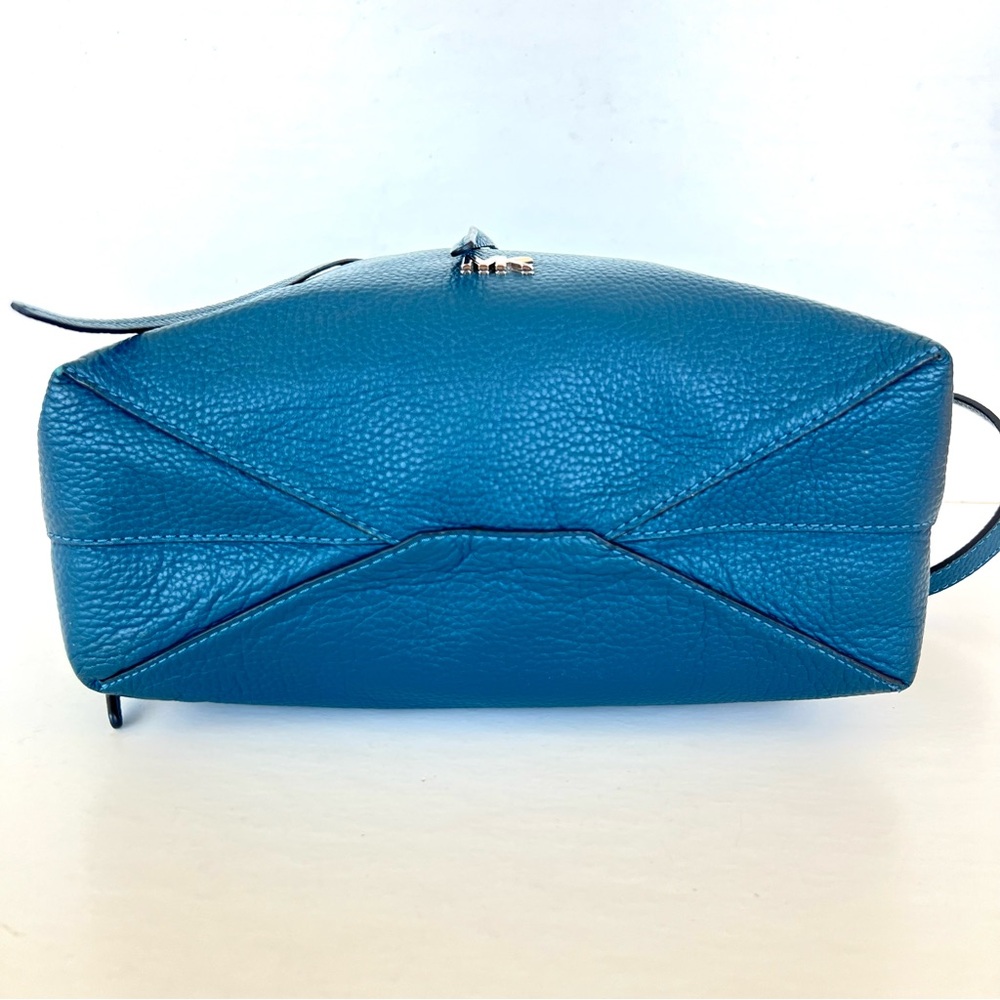 MICHAEL KORS Junie Blue Pebbled Leather Shoulder Bag Crossbody Messenger Bag - Picture 7 of 16
